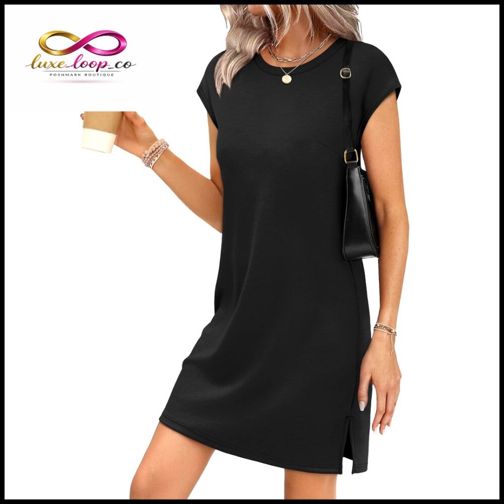 Casual Cap Sleeve Sundress Lightweight Flowy A-Line Summer Beach Dress
